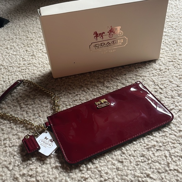Coach Patent Leather Crimson Red Madison Wristlet